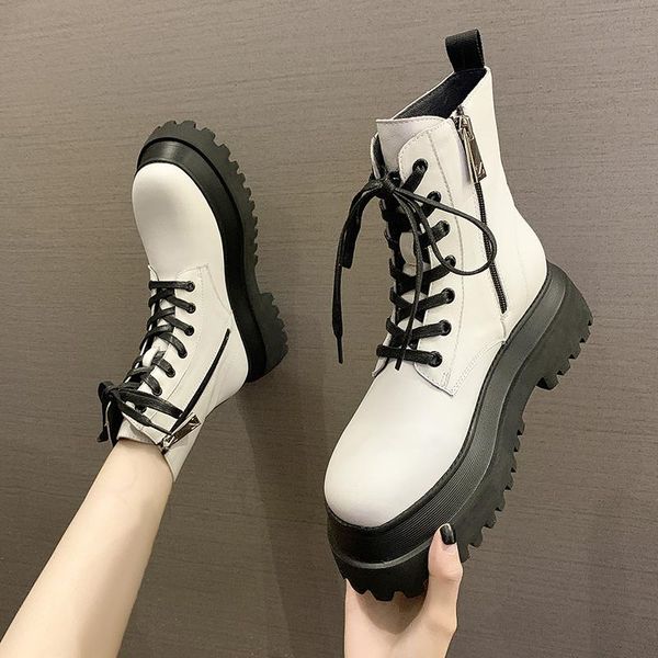 

lolita boots boots-women booties woman 2020 high heels women's rubber shoes rain round toe stiletto flat ankle rock, Black