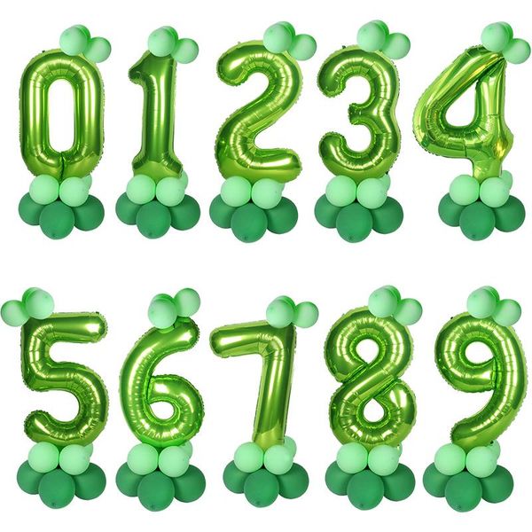 

40inch green number balloons for kids birthday party decorations jungle animal birthday balloon 1st birthday baby shower decor wmtlzy