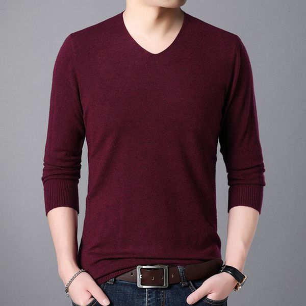 

2021 brand new casual knitted v neck sweater men pullover clothing fashion clothes knit solid mens sweaters pullovers dgmx, White;black