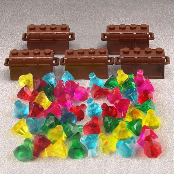 

moc figures accessories bricks treasure chest jewelry box stones gem stone diamonds set building blocks model toys for children qylbtf