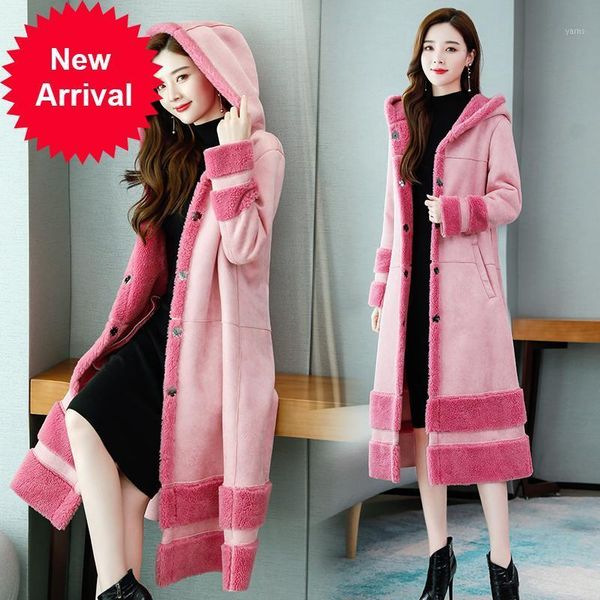 

lamb fur coat women's mid-length fur one 2020 new winter korean-style over-the-knee thickened pike cotton-padded jacket fashion1, Black