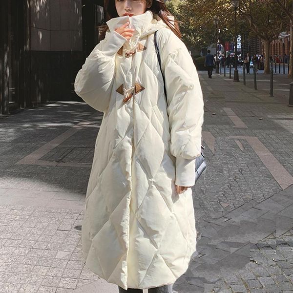 

women's down & parkas winter coat fashion hooded female long outerwear fashionable loose over the knee cotton padded jacket 2021, Black