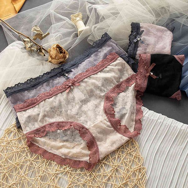 

panties design briefs straight french lace underwear women's transparent mesh lightweight breathable medium waist, Black;white