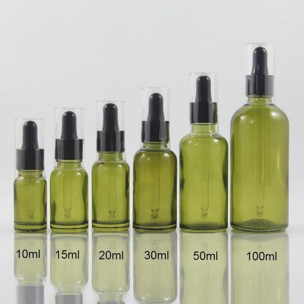 

storage bottles & jars 20ml essential oil olive colour dropper plastic bottle cover1