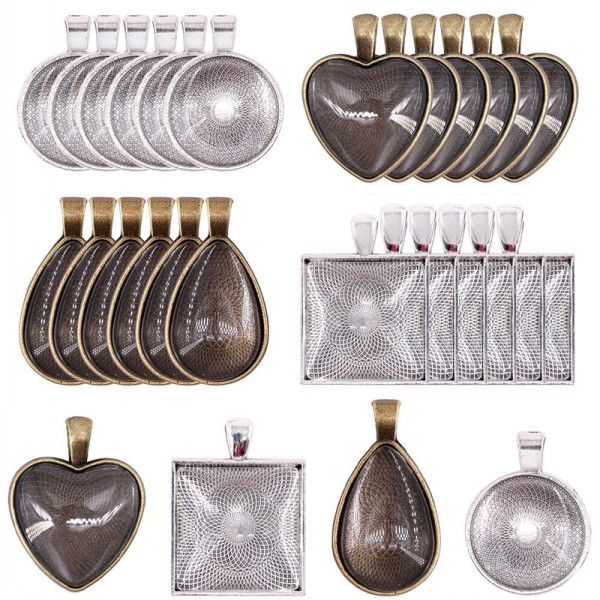 

pendant trays round bezel blanks for jewelry making metal alloy with glass cabochon for crafting diy p pendant kimter-c426fz