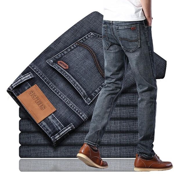 

sulee топ brandjeans полуофициальный stretch slim fit мужские джинсовые брюки мода марка джинсы мужские джинсовые брюки комфортные, Blue