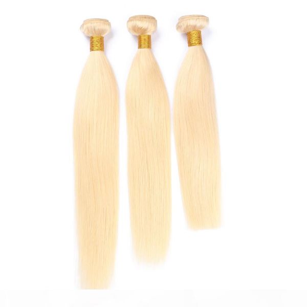

silky straight #613 blonde malaysian virgin human hair weaves extensions 3pcs bleach blonde human hair bundles deals double wefted, Black