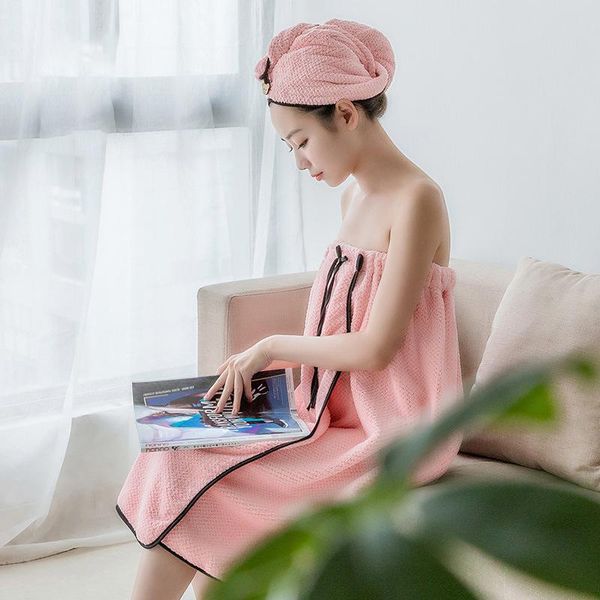 

lady bath towel set cap microfiber soft boys girls cloak bathrobe home bathroom women bath beach accessories supplies gear