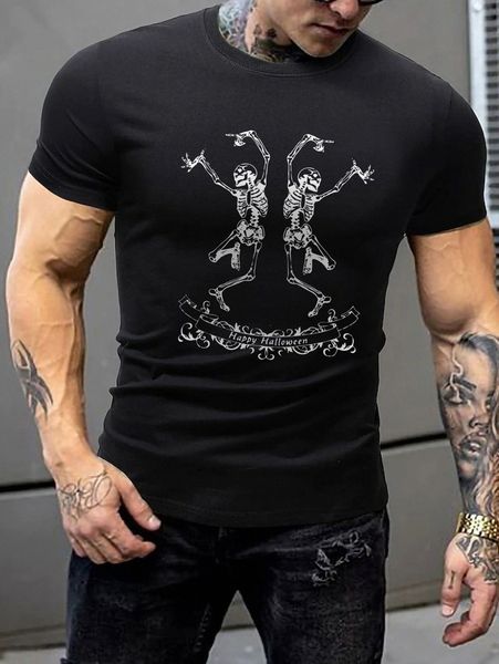 

men halloween skeleton print tee q7se#, White;black