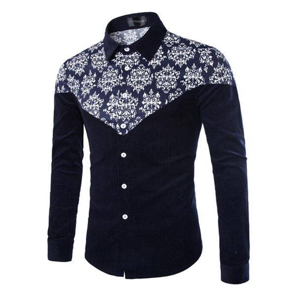 

men's casual shirts fashion patchwork snow flower print young -5xl uk style man slim fit cool boy clothes low price wholesale, White;black