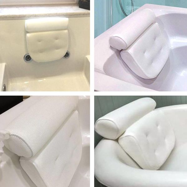 

pillow 3d mesh bathtub spa headrest with 6 suction cup js23