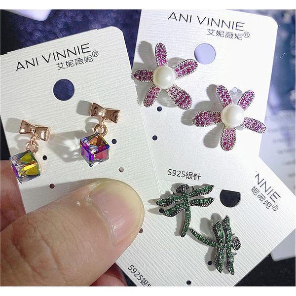 

new earrings 925 silver pin korean dangle shiny rhinestone drop color temperament zircon heart bees pearl mi wmtzxq footballshoe