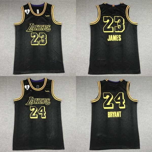

men los angeles lakers kobe bryant lebron james lonzo basketball jersey, Black