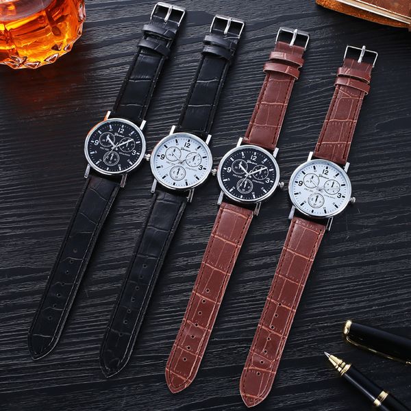 

men's business belt quartz watch men's watch blue light gift watch, Slivery;brown