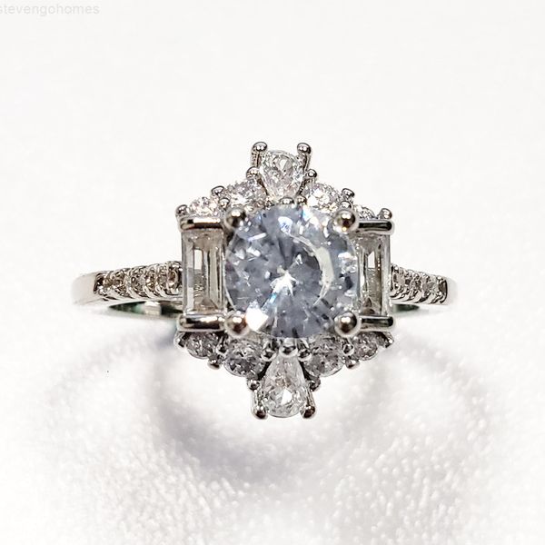 

princess trendy euramerican simple square engagement zircon wedding rings for women fashion party jewelry gift bague fem, Silver