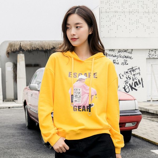 

yk8yw large outsi new women's korean style embroidered size sweatersweater sweater ins hooded 2020 embroidered loose women's cloth, Black
