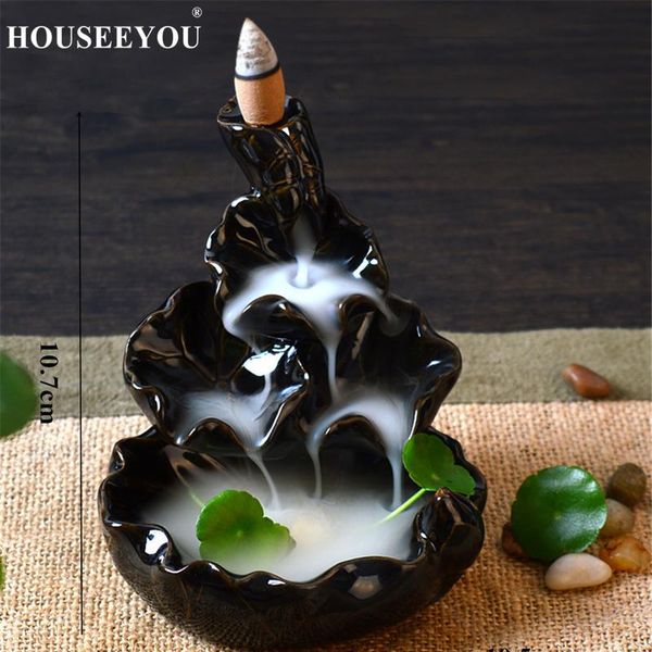 

10pcs incense cones + backflow incense burner incensory buddha statue ceramic aroma smoke censer zen room incense jos wmtyrx