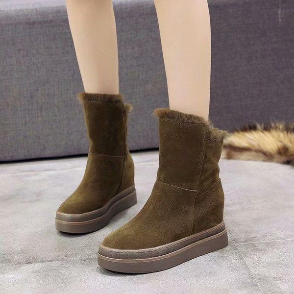 

boots women brand winter shoes warm black round toe casual plus size female snow boots(one smaller)