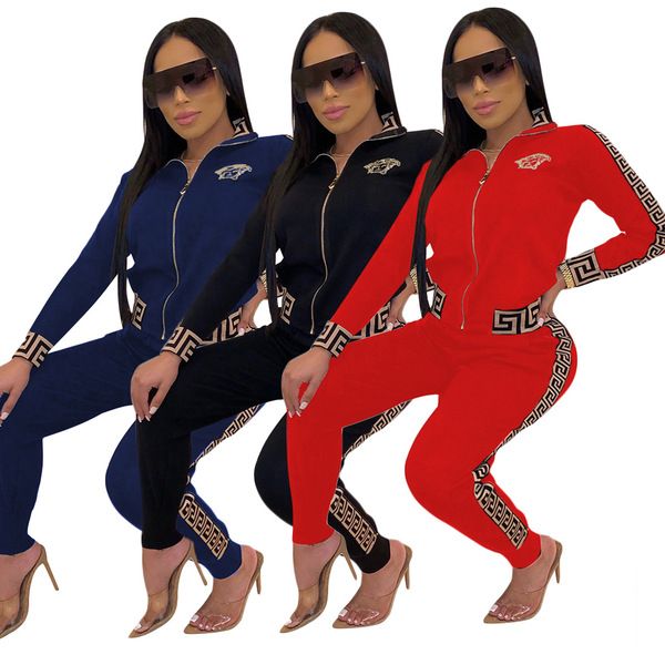 

european and american women's fashion printed embroidery two-piece set, Gray