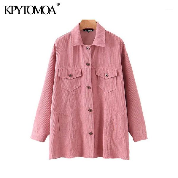 

vintage stylish pockets oversized corduroy jacket coat women 2020 fashion lapel collar long sleeve female outerwear chic 1, Black;brown