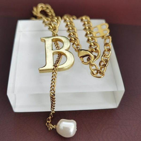 

goldplated b letter thick necklace suitable for women039s new brand necklace jewelry, Silver