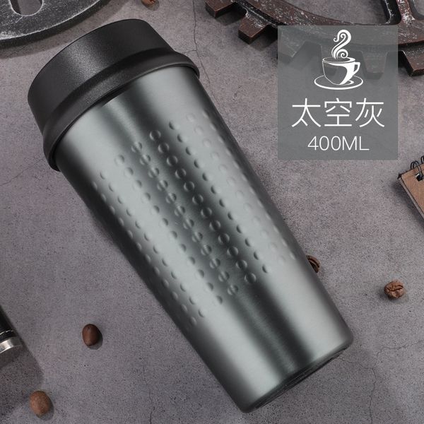 

steel pattern fashion inside and outside 304 stainless steel coffee cup one-click opening straight drink cup double-layer creative gift cup