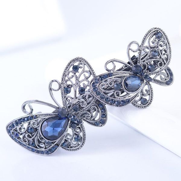 

various styles vintage hair accessories butterfly barrettes for women crystal peacock resin flower hair side clip hairwear, Golden;silver