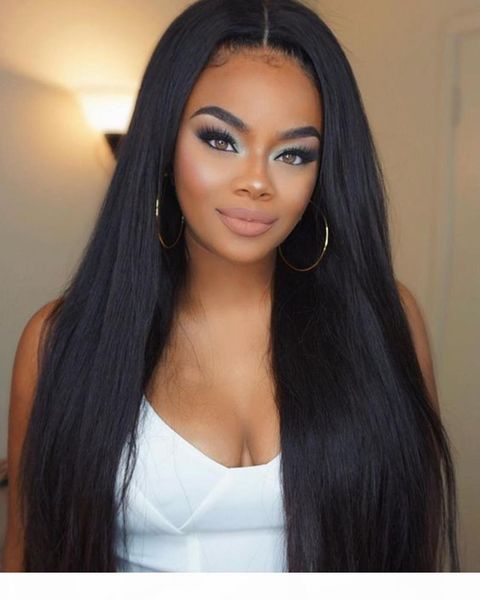 

lace front wigs brazilian virgin human hair wigs for black women pre plucked glueless straight lace wigs with baby hair 150% density, Black;brown