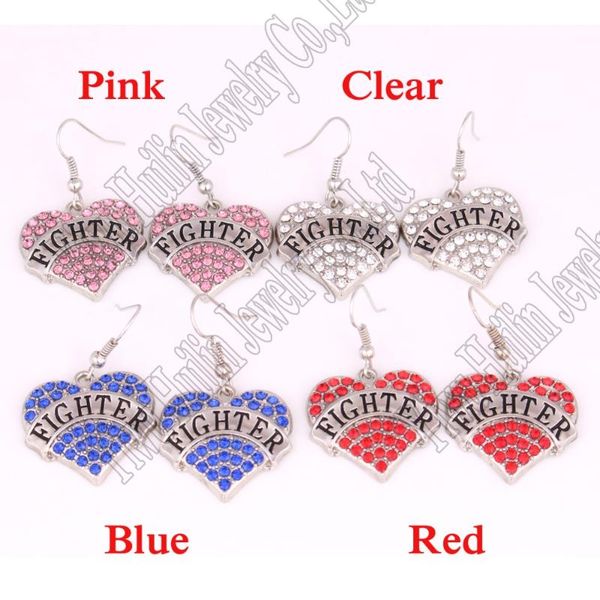 

hoop & huggie arrival fashion rhodium plated earring with sparkling crystals fighter heart pendant, Golden;silver