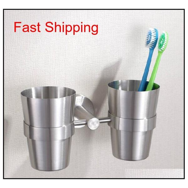 

brand new bathroom accessories toothbrush toothpaste holder double cups tumbler bracket wall mounted bru qylosz packing2010