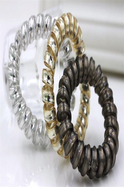 

полосы моды для женщин пластиковые телефонный провод волос металл цвет золото серебро черный rubber band аксессуары для волос hairbands wmtl, Silver