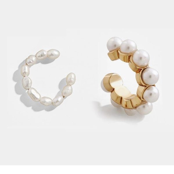 

2019 women pearl ear cuff earring bohemian natural freshwater circle small clip on earring no piercing fake cartilage qylizq, Silver
