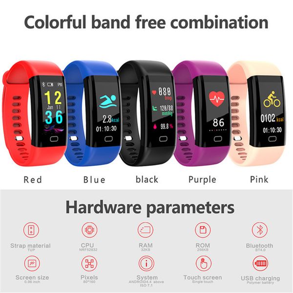 

men's brand watch waterproof smart bracelet heart rate monitor wrist watchs blood pressure fitness tracker smart band sports wristwatch, Slivery;brown