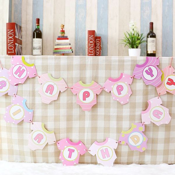 

3 meters baby's birthday party decoration paper birthday banner happy birthday paper pennant