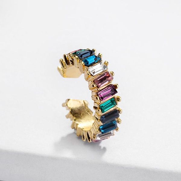 

twist mini alidia ear cuff unique chic stacking row of slanted baguette crystals, Golden;silver