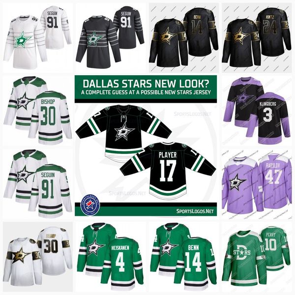 

womens dallas stars 2021 new black joel kiviranta jamie benn tyler seguin radulov heiskanen pavelski bishop khudobin zuccarello jersey, Black;red