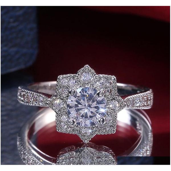 

s985 fashion jewelry diamond flower ring tran sqcdsy new_dhbest, Silver
