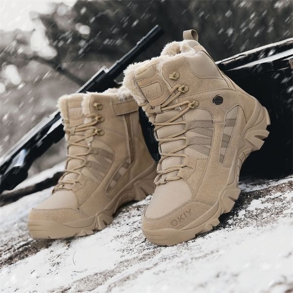 Männer Military Boot Combat Herren Knöchel Taktische Große Größe Warme Pelz Armee Männliche Schuhe Arbeit Sicherheit Motorrad s 220212