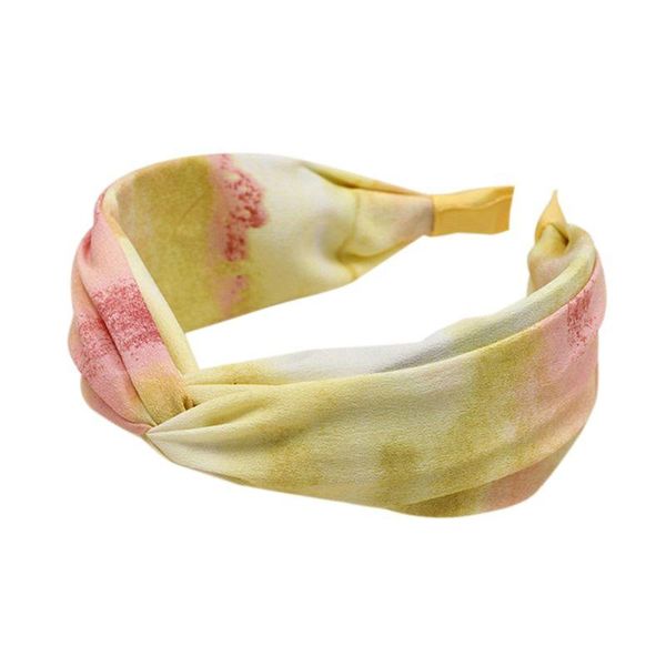 

hair accessories korean fresh style pleated wide headband women girl sweet tie-dye gradient colored hoop cross twist knotted summer headwear