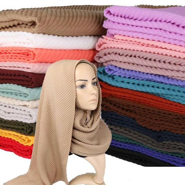 

женщины head wrap шали хиджаб мягкие шарфы плиссе crinkle мусульманская шарф хлопка, Blue;gray