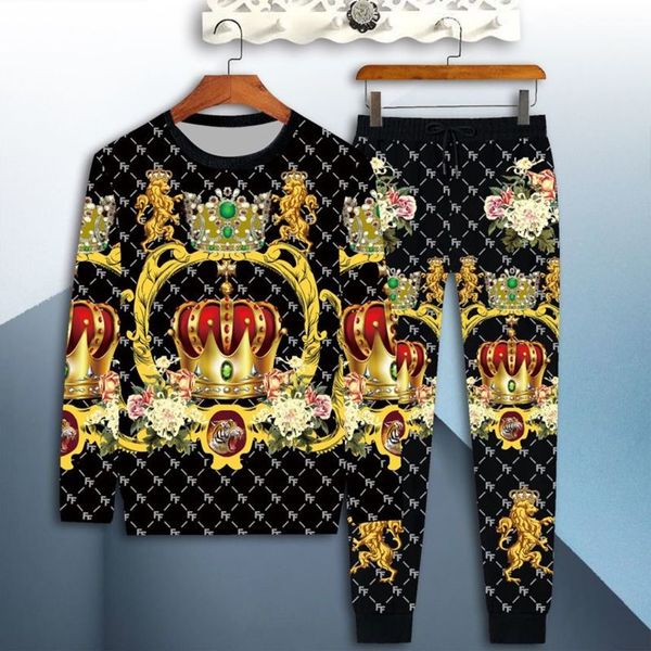 

men's sports suit, casual long sve t-shirt, 3d dragon pattern, 2-piece set, novel, Gray