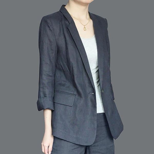 

100% linen suit women casual jacket 2020 spring autumn long sleeve women blazers and jackets office work lady blazer feminino, White;black