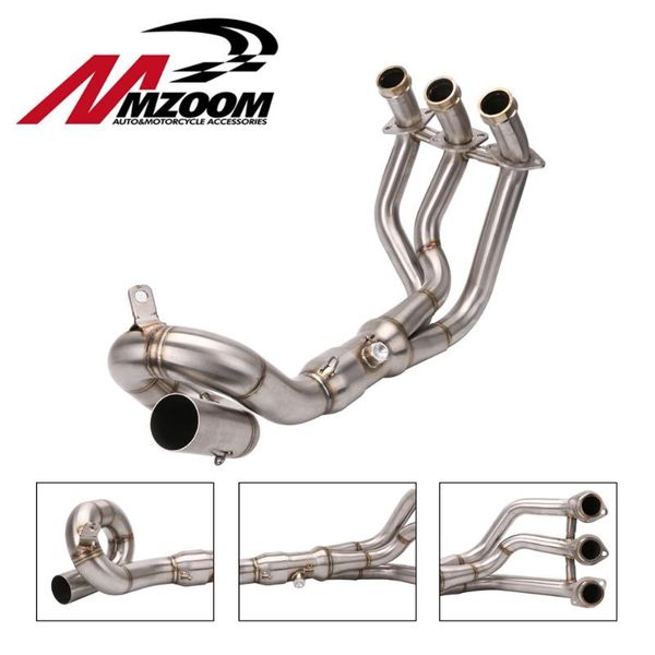 

motorcycle exhaust system modified muffler central header pipe tube manifold for mt-09 fz-09 mt09 fz09 2014 2021