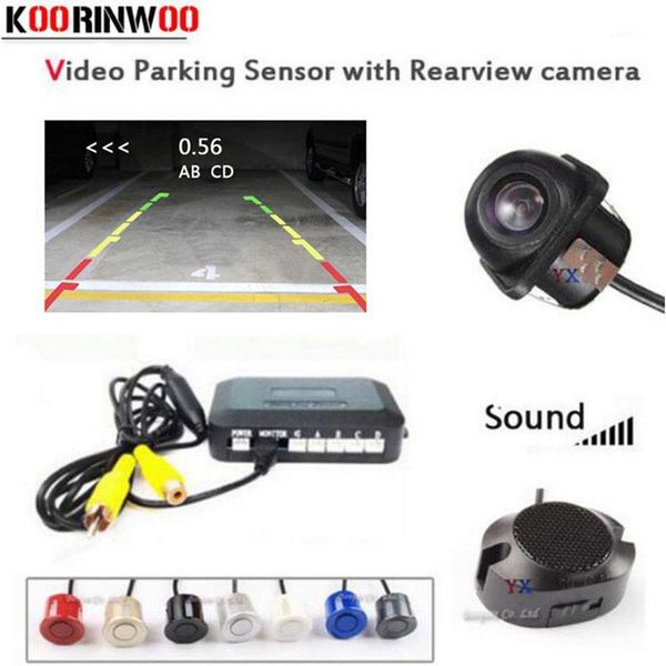 

koorinwoo dual core cpu car parking sensor 4 buzzer radar car rear view camera reverse cam detector parktronic parking assist1