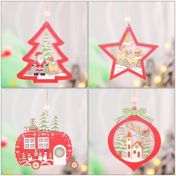 

xmas lamp hollow tree wooden pendant christmas decoration navidad ornament craft gift new year
