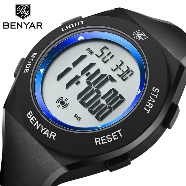 

benyar men sports digital waterproof watch men's boy led digital satch date sport wrist watch relogio masculino digital gift, Slivery;brown
