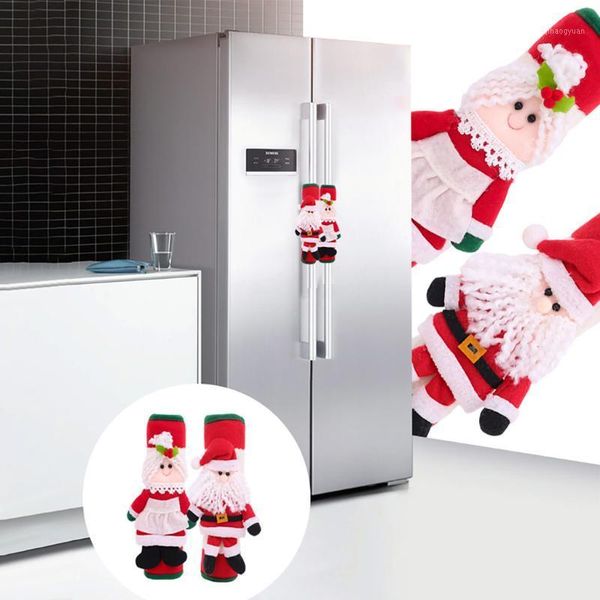 

2020 christmas fridge handle covers santa claus microwave oven dishwasher door handle cover xmas christmas party decor 14*31cm1