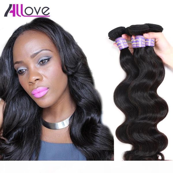 

allove wholesale mink brazilian body wave virgin hair wefts 3pcs virgin brazilian body wave hair bundles virgin human hair extensions, Black