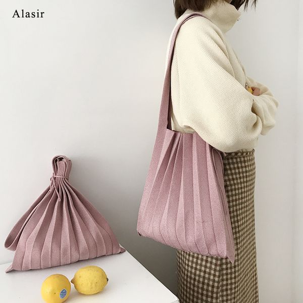 

alasir simple shoulder knitting wool bag women fashion handbags versatile folded single shoulder bag patchwork c1223