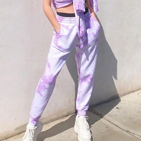 

running pants tie dye sweatpants women elastic high waist baggy hip hop casual loose plus size 3xl pink joggers trousers1, Black;blue